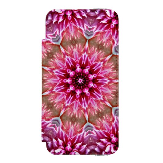 Geometric Mandala Pink Flower Pattern-67545 Incipio iPhone Geldbeutel-Hülle (Folio Vorderseite)