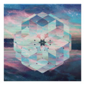 Geometric Mandala Polyscape Ocean Pastellblau Poster (Vorderseite)
