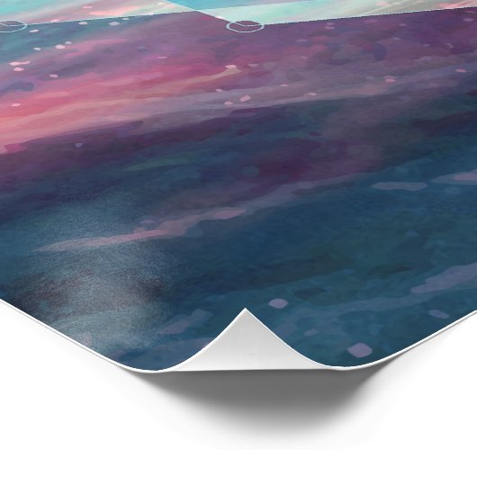 Geometric Mandala Polyscape Ocean Pastellblau Poster (Ecke)