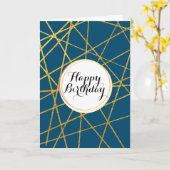 Geometric masculine blue abstract stripes mens karte (Gelbe Blume)