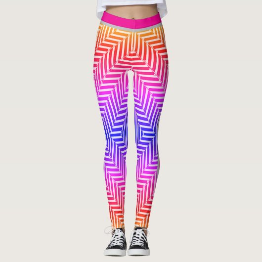 Geometric Maze Optical Illusion Pattern  Leggings (Vorderseite)