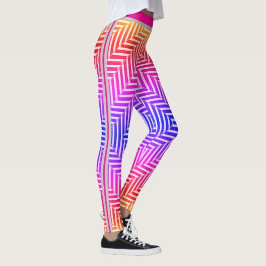 Geometric Maze Optical Illusion Pattern Leggings (Rechts)