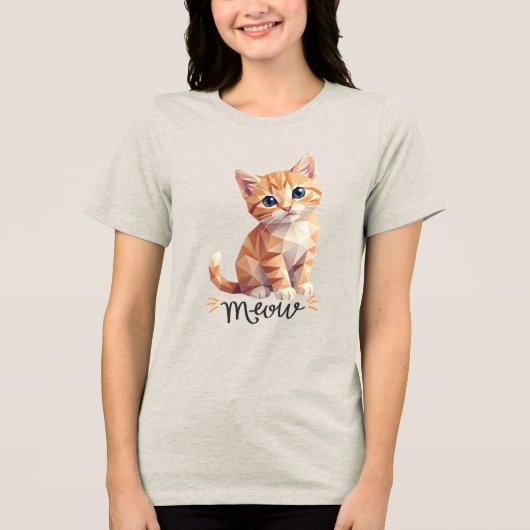 Geometric Meow Tri-Blend Shirt (Vorderseite)