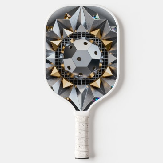 Geometric Metallic Pickleball Core Design Schläger (Vorderseite)