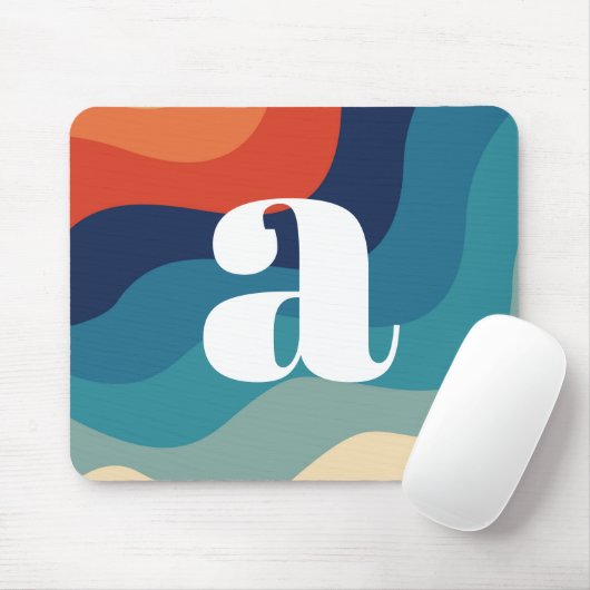 Geometric Mid Century Retro Waves Rainbow Trendy Mousepad (Mit Mouse)