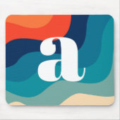 Geometric Mid Century Retro Waves Rainbow Trendy Mousepad (Vorne)
