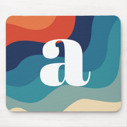 Geometric Mid Century Retro Waves Rainbow Trendy   Mousepad (Vorne)