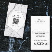 Geometric Modern Marble QR Code Social Media Visitenkarte