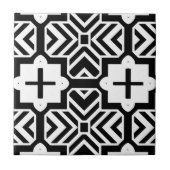 Geometric Modern Mosaic Pattern in Black and White Fliese (Vorderseite)