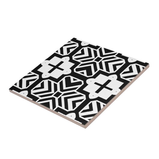 Geometric Modern Mosaic Pattern in Black and White Fliese (Seite)
