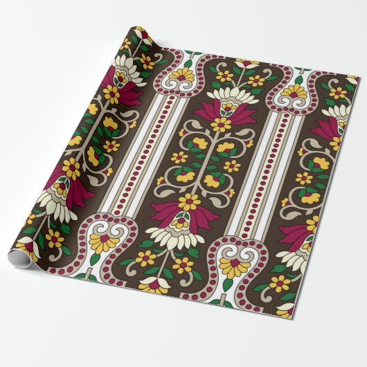 Geometric Moghul Paisley pattern on white backgrou Geschenkpapier (Ungerollt)