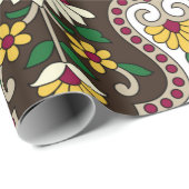 Geometric Moghul Paisley pattern on white backgrou Geschenkpapier (Rolleneckpunkt)