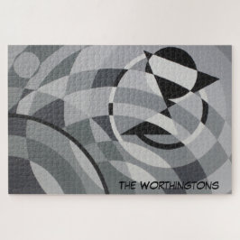 Geometric Monogram Name Black and White Circles Puzzle