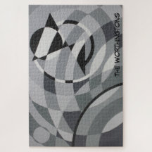 Geometric Monogram Name Black and White Circles 