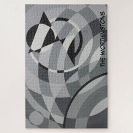 Geometric Monogram Name Black and White Circles Puzzle