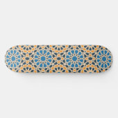 Geometric Moroccan Tile & Orange Pattern Skateboard (Horizontal)