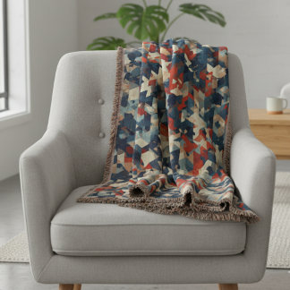 Geometric Mosaic in Blue and Red Decke