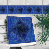 Geometric Mosaic Spiral - Blaue Marmorplatte Fliese