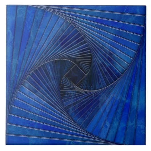 Geometric Mosaic Spiral - Blaue Marmorplatte Fliese (Vorderseite)