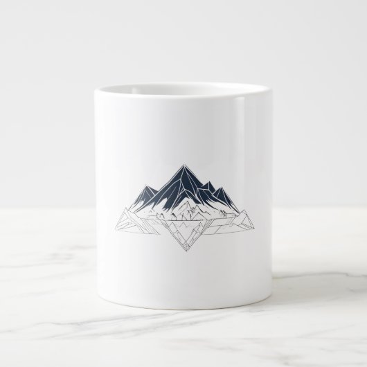 Geometric Mountain Outline Personalized Family Nam Jumbo-Tasse (Vorderseite)