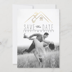 Geometric Mountian Gold Save the Date Foto