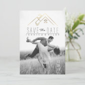 Geometric Mountian | Gold Save the Date Foto (Stehend Vorderseite)