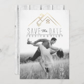 Geometric Mountian | Gold Save the Date Foto (Vorne/Hinten)