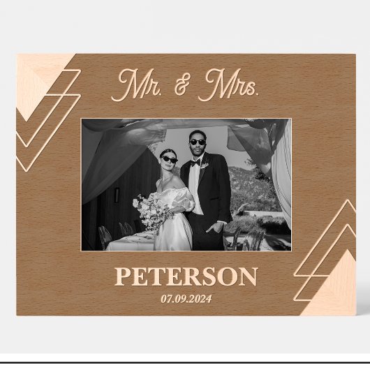Geometric Mr. Wedding Custom Wood Picture Frame Geätzte Rahmen