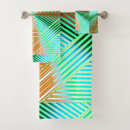 Geometric Multicolored Gradient Lines Modern  Badhandtuch Set