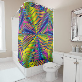 Geometric Multicolored Gradient Lines Modern  Duschvorhang