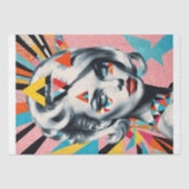Geometric Muse – Modern Pop Art Woman Decoupage Seidenpapier (Vorderseite)