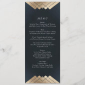 Geometric Navy Blue Gold Gatsby Wedding Menükarte (Vorderseite)