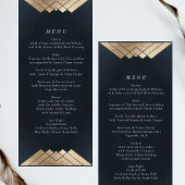 Geometric Navy Blue Gold Gatsby Wedding Menükarte