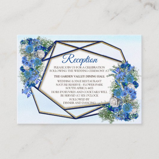 Geometric - Navy-Gold Blume Bouquet Theme Begleitkarte (Vorderseite)