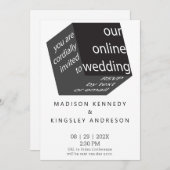 Geometric New High Tech Epic Black Cube ONLINE Einladung (Vorne/Hinten)