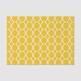 Geometric Ogee Lattice Mustard Seidenpapier