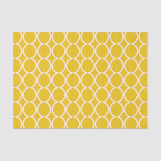 Geometric Ogee Lattice Mustard Seidenpapier (Vorderseite)