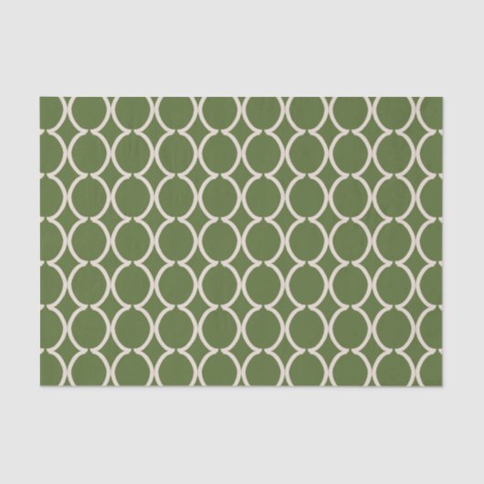 Geometric Ogee Lattice Olive Green Seidenpapier (Vorderseite)