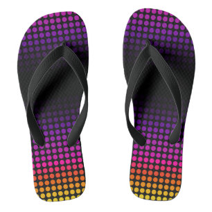 Geometric Ombre Sunset Pattern auf Schwarz Badesandalen