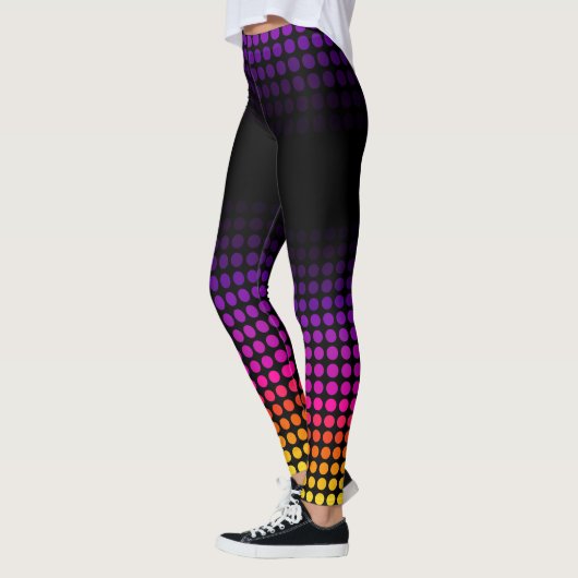 Geometric Ombre Sunset Pattern auf Schwarz Leggings (Links)