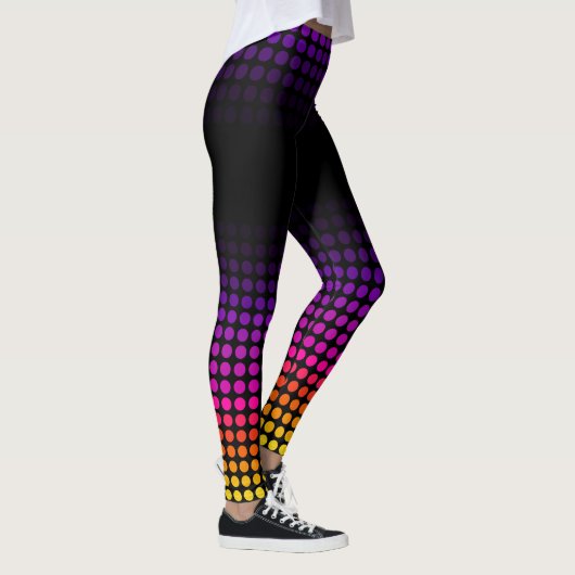 Geometric Ombre Sunset Pattern auf Schwarz Leggings (Rechts)