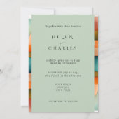 Geometric Orange Blue Peach Turquoise Wedding Einladung (Rückseite)
