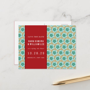 Geometric Origami Ball Asian Wedding Save the Date Ankündigungspostkarte