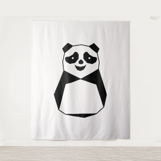 Geometric Panda Tapestry Wandteppich (Vorderseite)