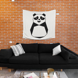 Geometric Panda Tapestry Wandteppich