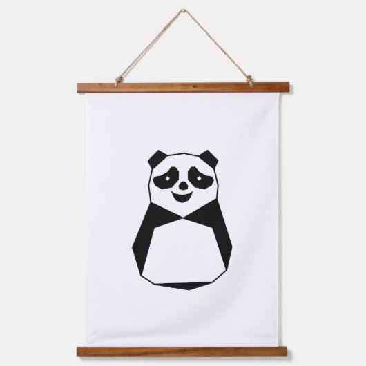 Geometric Panda Wandteppich Mit Holzrahmen (Vorderseite)