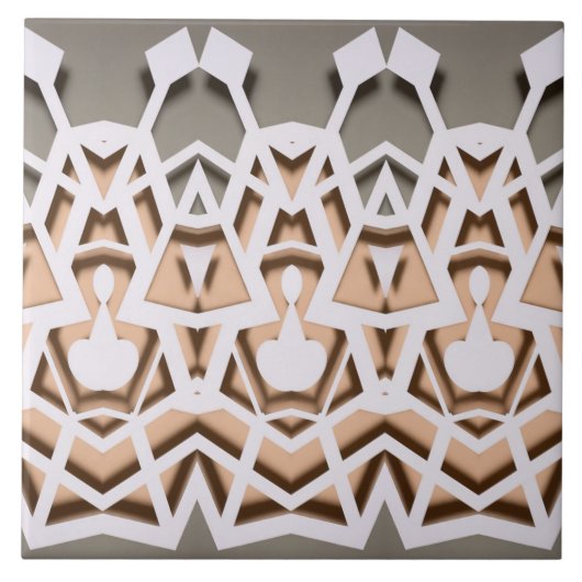 Geometric Paper-Cut Symmetry Pattern Fliese (Vorderseite)