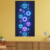 Geometric particles shimmered with neon light leinwanddruck (Insitu (Wohnzimmer))
