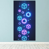 Geometric particles shimmered with neon light leinwanddruck (Insitu (Holzboden))