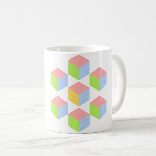 Geometric Pastel Isometric Optical Illusion Cube Kaffeetasse (VorderseiteRechts)